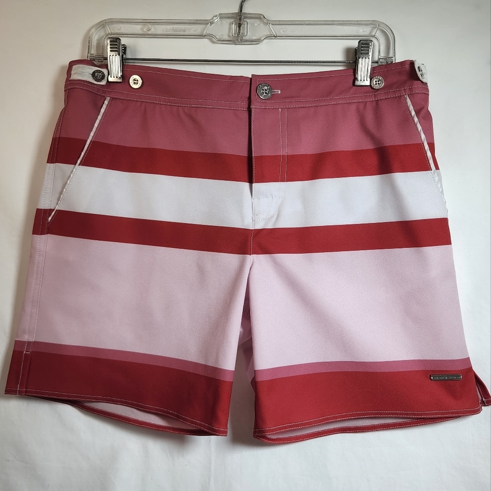 Parke & Ronen 6” Striped Stretch Swim Short Sz 32 NWOT